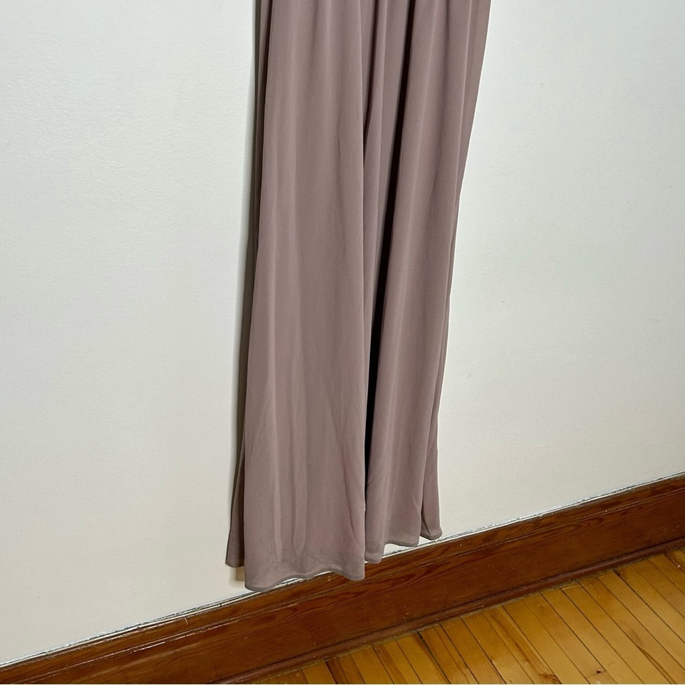 Lulu’s Sz S Nude Neutral Chiffon Maxi Bridesmaid Dress - Picture 4 of 9